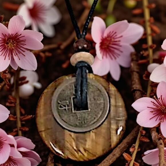 Tigers Eye Necklace Pendant Disc Coin Corded Bohemian Hippie Boho Chic Gypsy - Picture 15 of 16